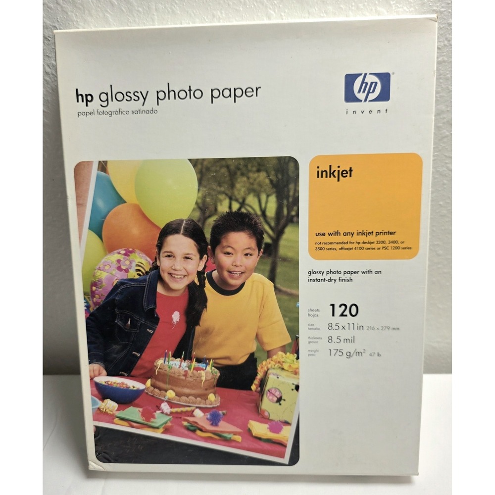 HP Glossy Photo Paper For Inkjet 8.5 x 11 Inch 120 Sheets New/Sealed